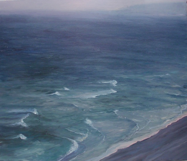 South from the bay Tallow Beach  oil/canvas 100 x 165 cm