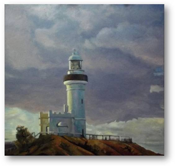 Lighthouse oil/canvas 91 x 91 cm