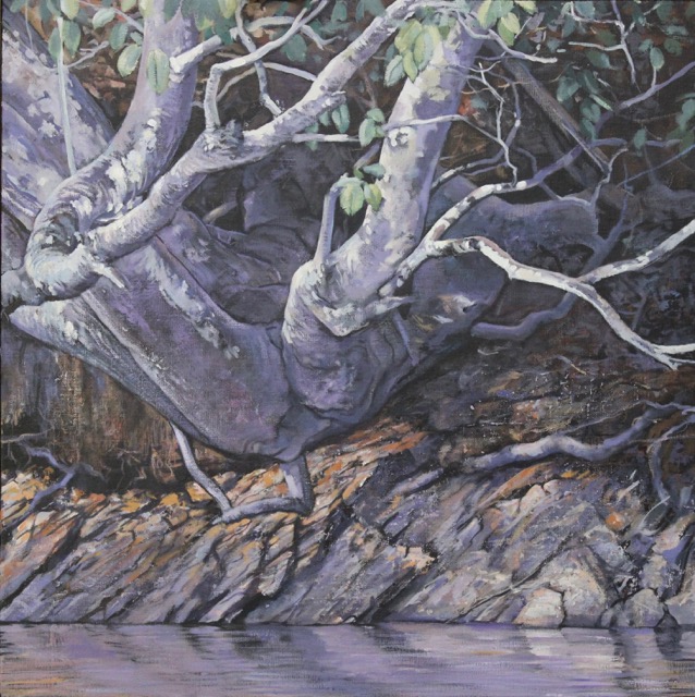 River bank acrylic on linen 61 x 61 cm